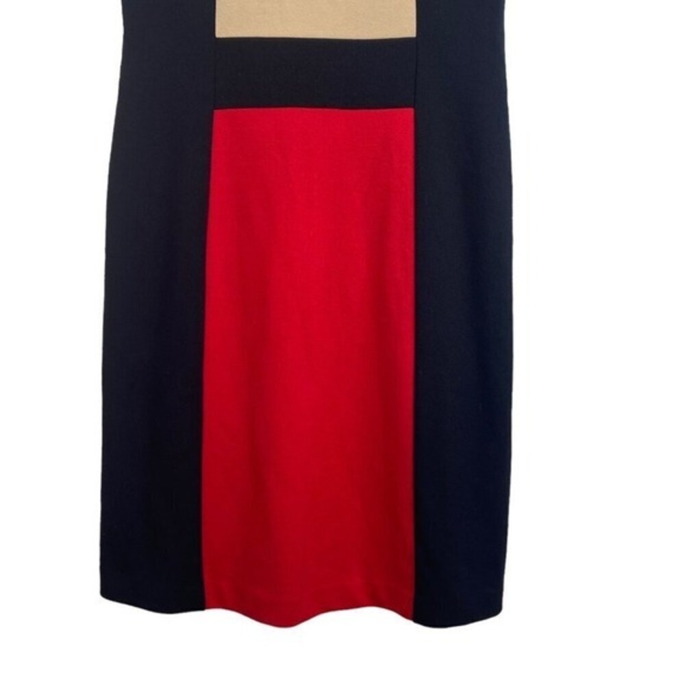 Calvin Klein‎ Colorblock Sheath Dress Size 6 Sleeveless Black Red Beige  Office - Picture 6 of 11